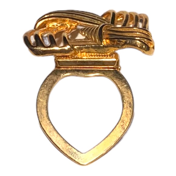 VTG Classic Abstract Weave Gold Tone Square Scarf, Hat or Dress Clip Accessory - Picture 3 of 6